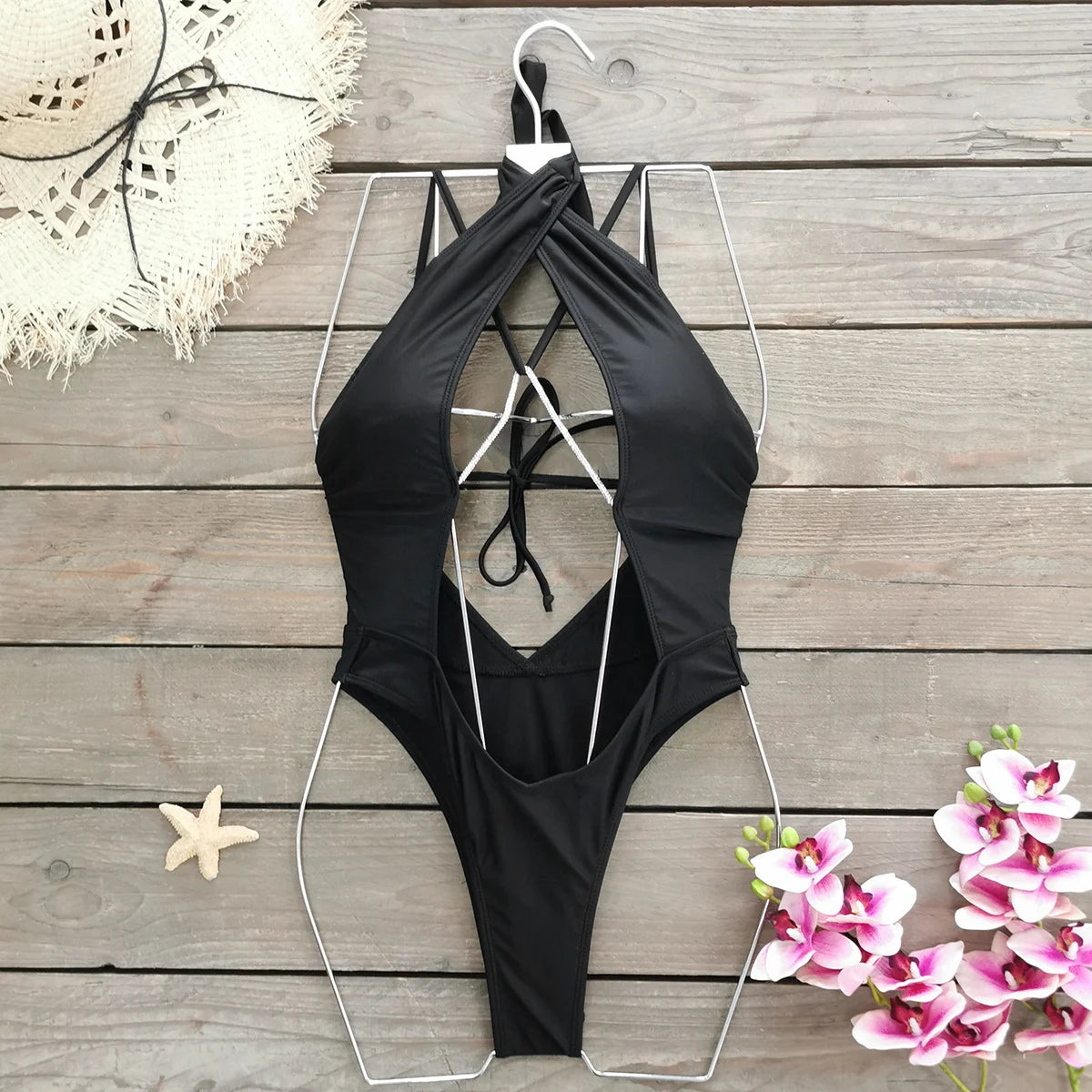 Maillot de bain trikini tanga sexy col croisé Deia - GUAPPAA
