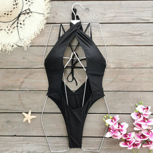 Maillot de bain trikini tanga sexy col croisé Deia - GUAPPAA