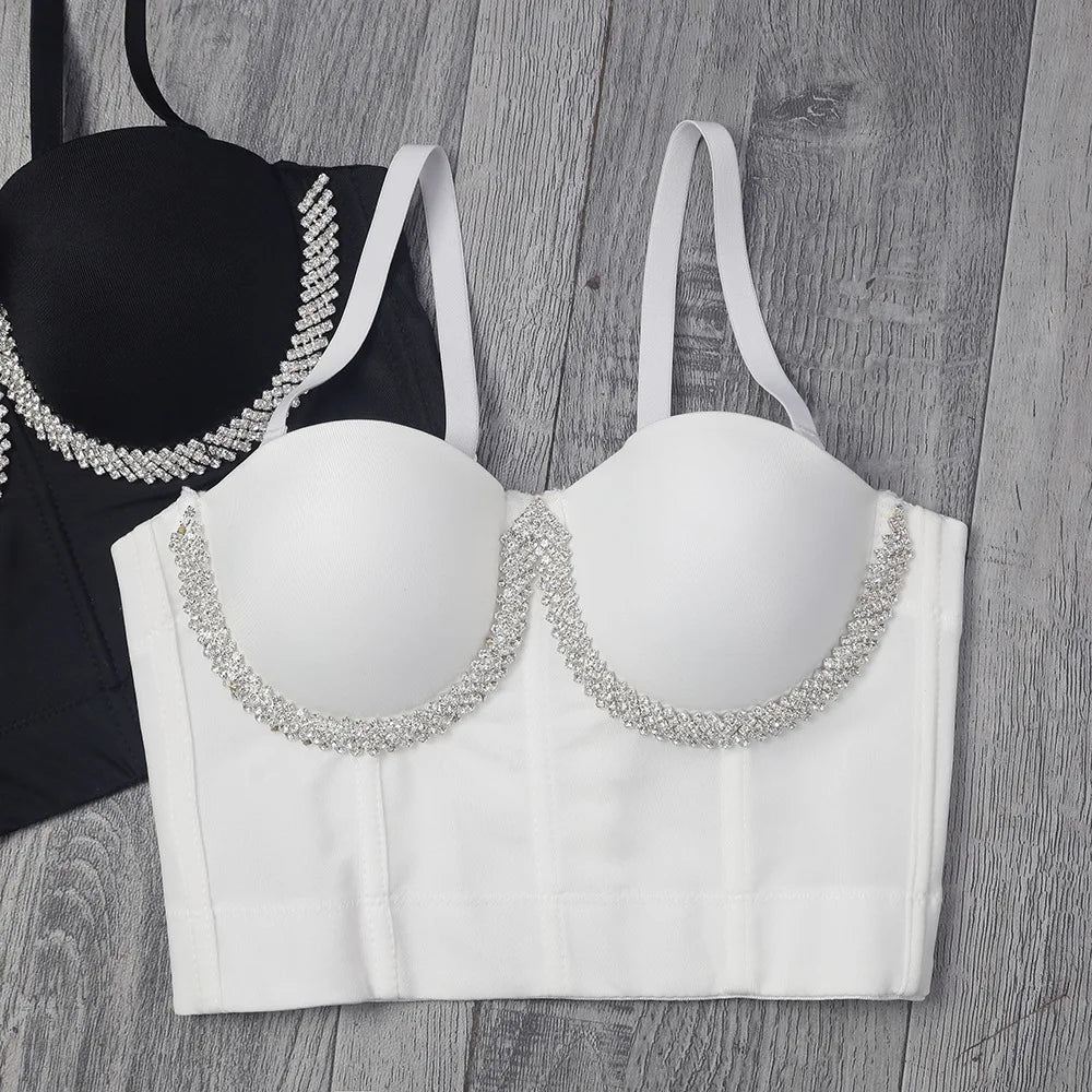 Bustier à strass chic noir blanc Luxia - GUAPPAA