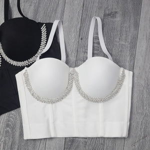 Bustier à strass chic noir blanc Luxia - GUAPPAA