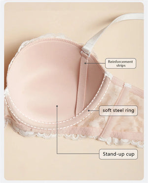 Soutien-gorge push-up dentelle demi-bonnet fleuri Psaume - GUAPPAA