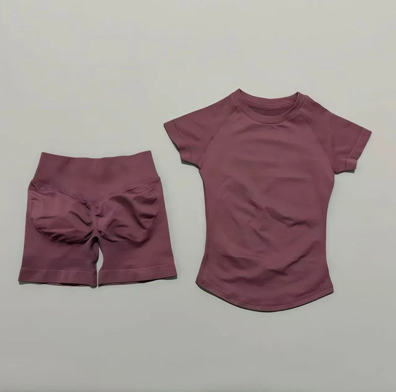 Ensemble fitness L’Élan Souple rouge Noël sans couture pour femme