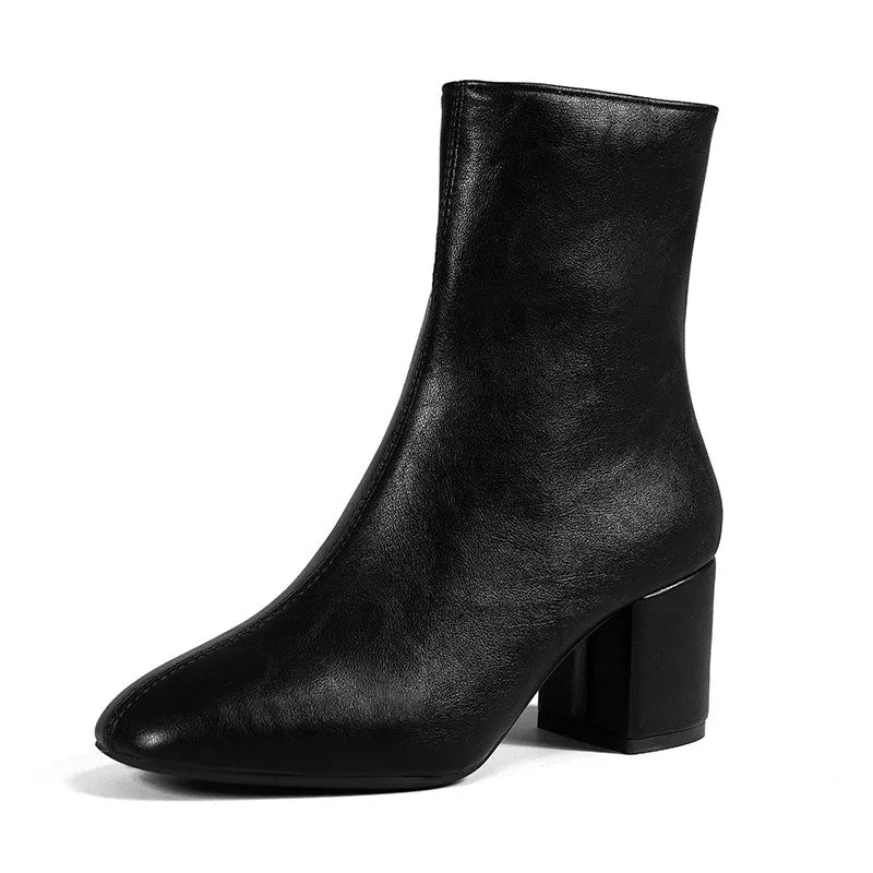 Bottines à talons femme vernies zippées à talon large bout rond pointu St-Eléonore - GUAPPAA