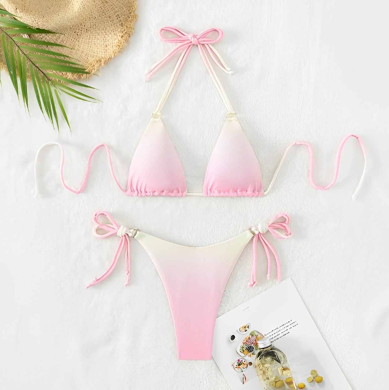 Maillot deux pièces string ficelle triangle push-up couleur dégradé St-Martin - GUAPPAA