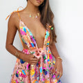 Robe femme La Fleur Vive dos nu à imprimé floral, col en V et longueur genou, vue principale