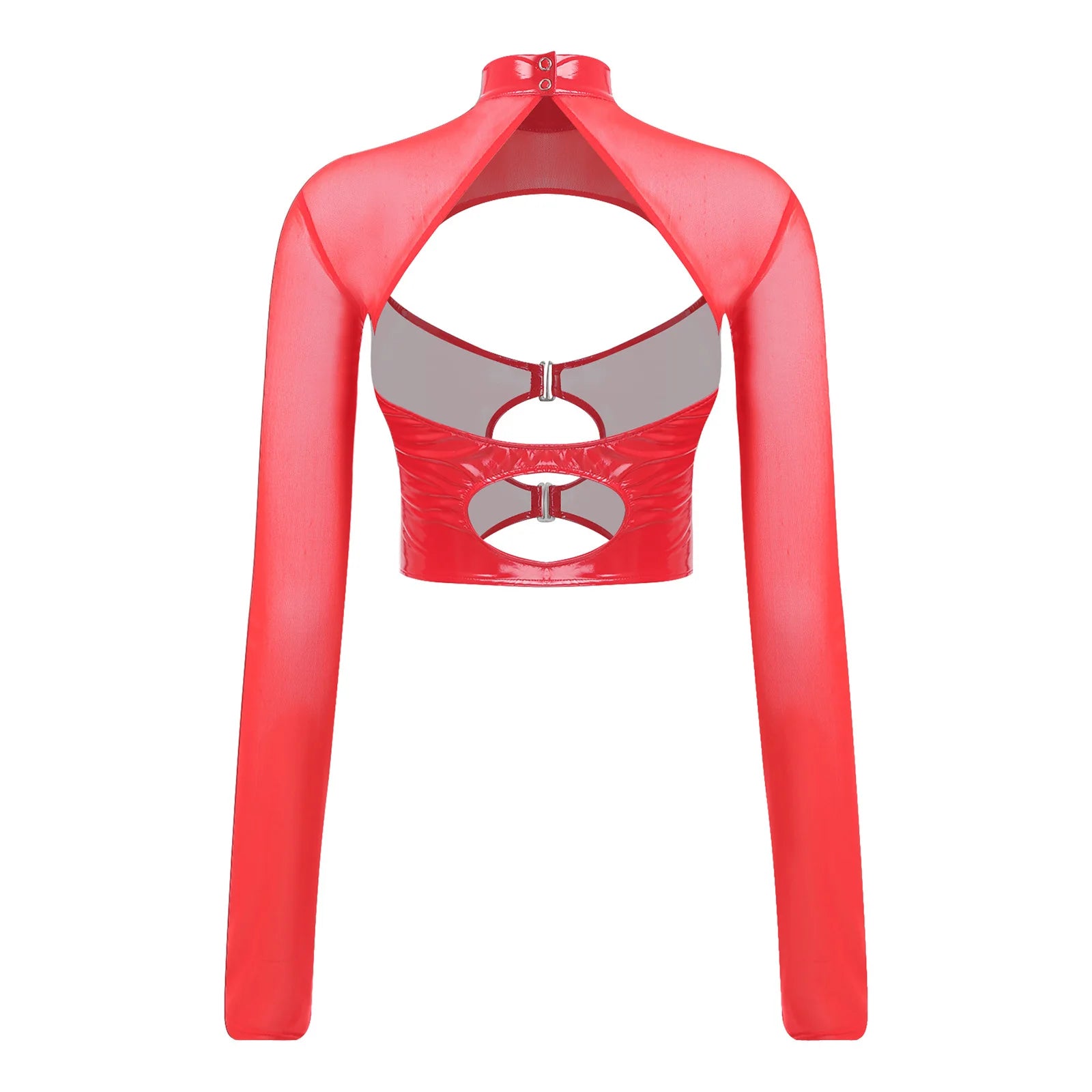 Haut court à manches longues transparentes rave soirée tek bustier caraco noir Hammer - GUAPPAA