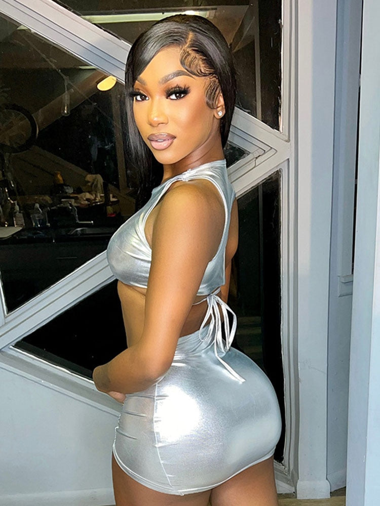Micro robe métallique ou dorée asymétrique de soirée Clubwear Sopa - GUAPPAA