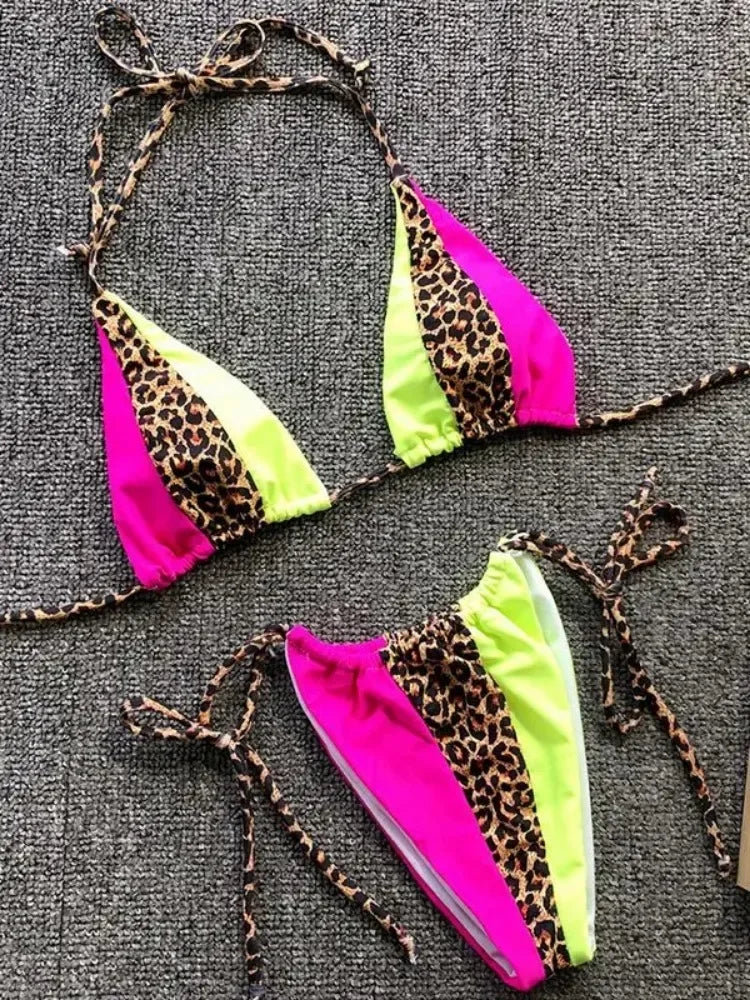 Bikini triangle imprimé léopard La Maille Secrète B793Blue - Bikini deux pièces - image 8