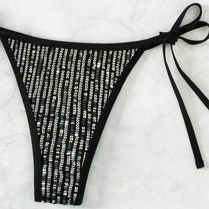 Bikini string ficelle à sequins brillant bonnet ouvert Isla - GUAPPAA