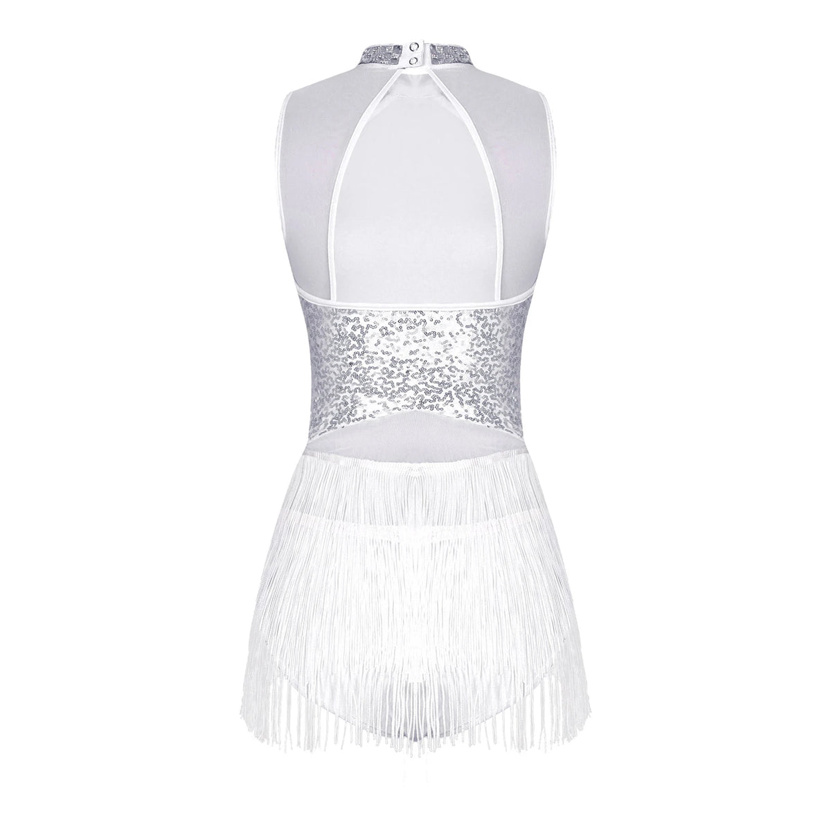 Tenue de danse L’Éclat Scénique noire avec détails en strass et franges pour performance scénique