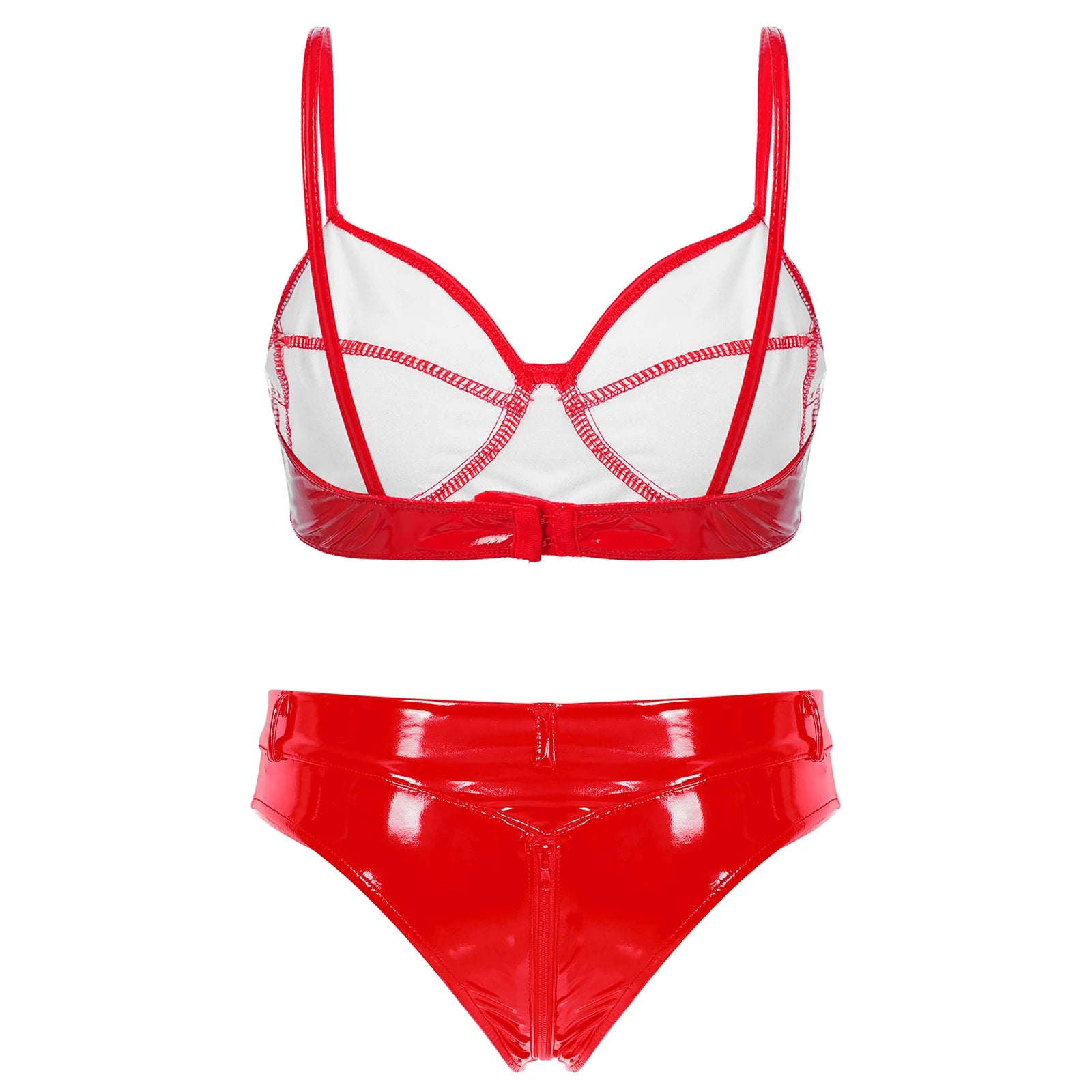 Lingerie latex simili deux pièces string taille haute et soutien-gorge Libertina - GUAPPAA