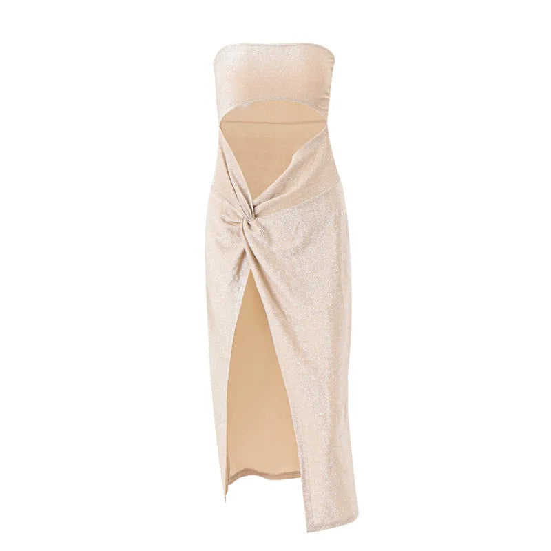 Robe longue fendue d'été bandeau ouverte au ventre Masa - GUAPPAA