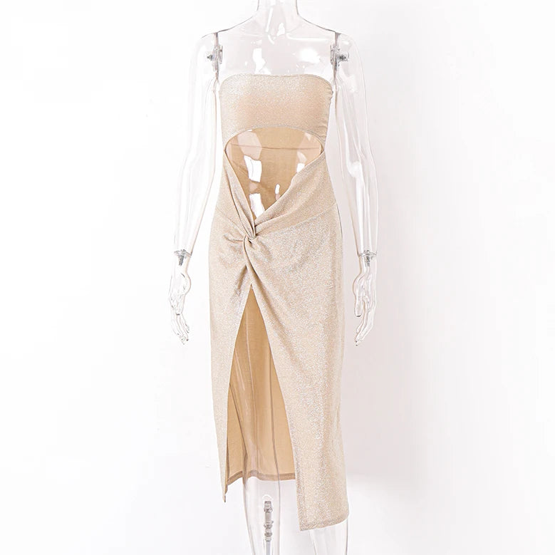 Robe longue fendue d'été bandeau ouverte au ventre Masa - GUAPPAA