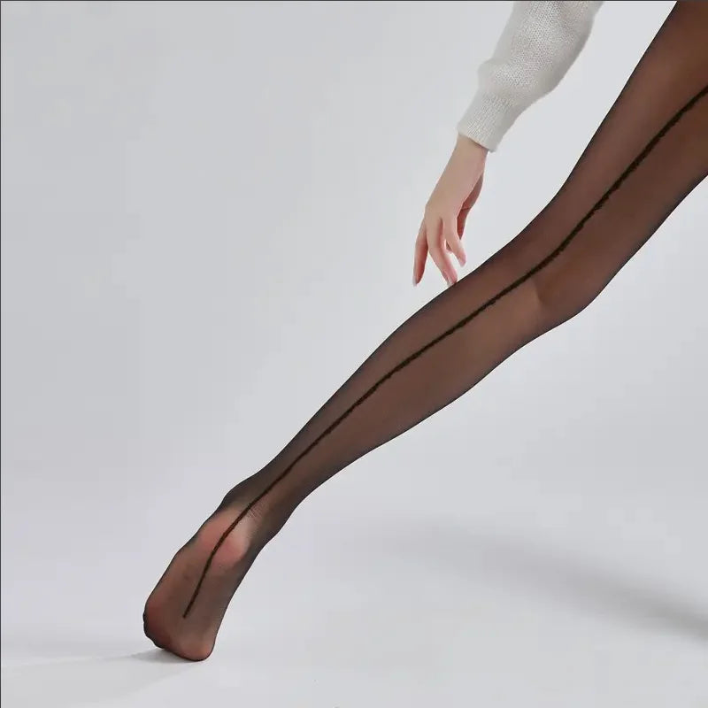 Collant noir transparent à liseret vertical fin Le glamour - GUAPPAA