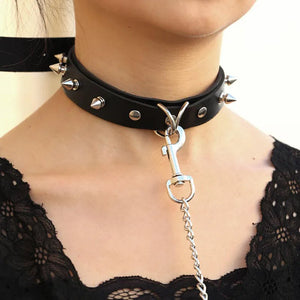 Sexy Leather Traction Lead Leash Rope Collars Strap Chains Choker Men Women Cosplay Props Bundle Belt Hauling Cable - GUAPPAA