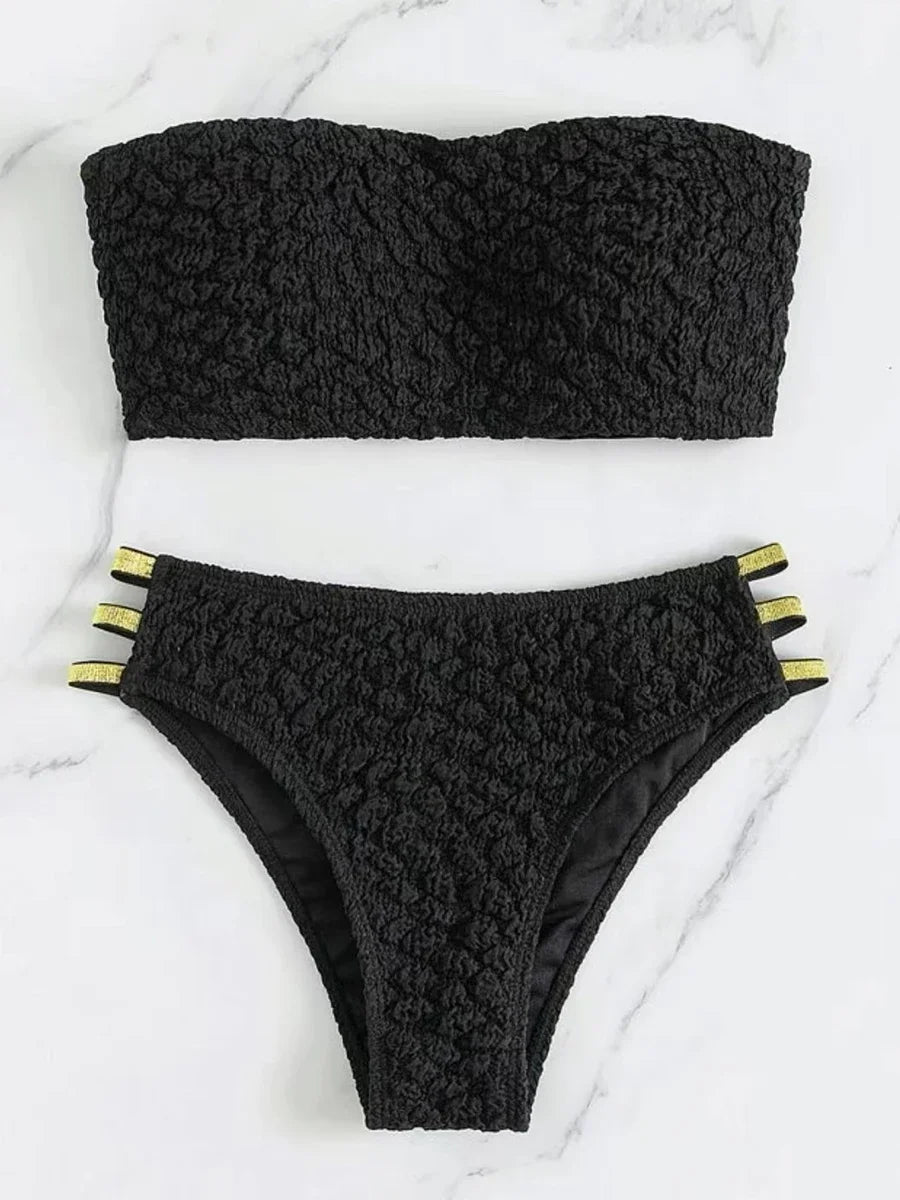 Maillot de bain 2 pièces bandeau push-up blanc Tribord - GUAPPAA