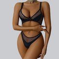 Ensemble lingerie deux pièces noir string résille La Captivante