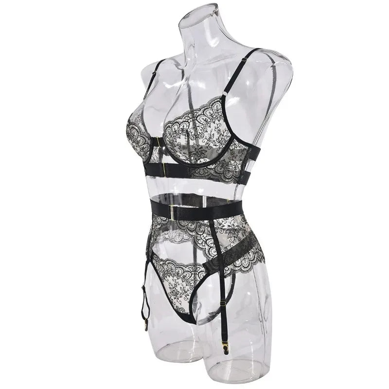 Ensemble de lingerie dentelle cinq pièces sexy Un Regard - GUAPPAA