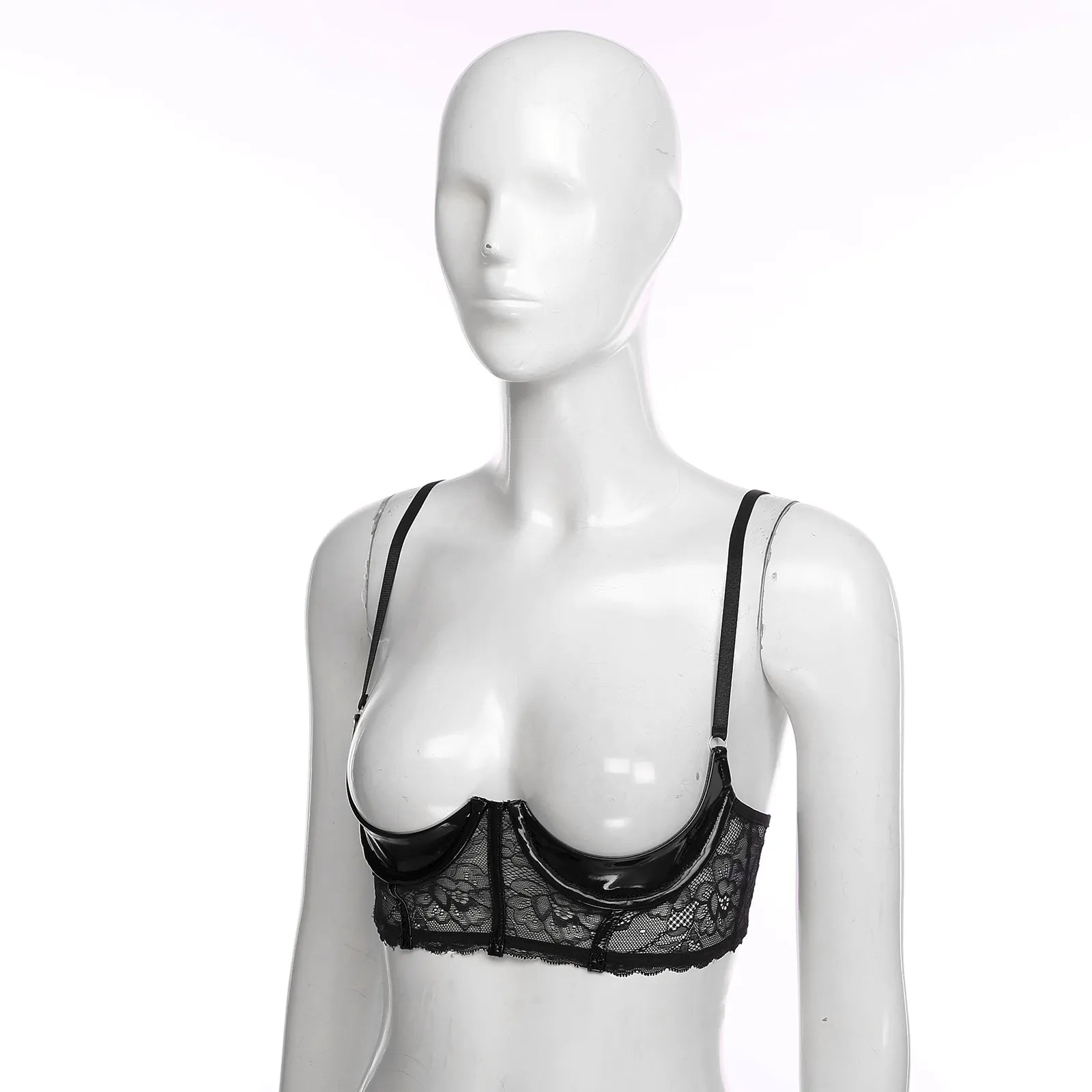 Soutien-gorge balconnet en cuir simili et dentelle Exécution - GUAPPAA