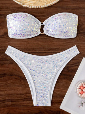 Bikini bandeau pailletté brillant brésilien - La Sequoia Rose - Bikini - image 9