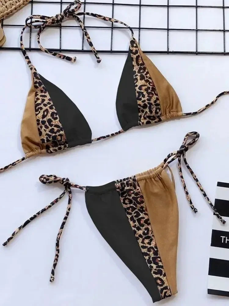 Bikini triangle imprimé léopard La Maille Secrète B793Blue - Bikini deux pièces - image 12