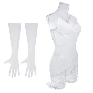 Robe transparente lingerie avec gants et laçage Maison blanche - GUAPPAA