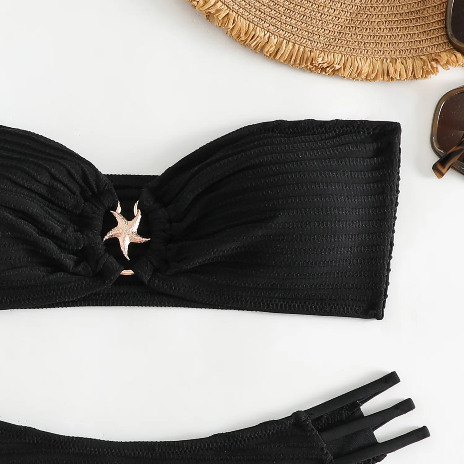 Maillot de bain échancré deux pièces bandeau blanc noir La Matregas - GUAPPAA