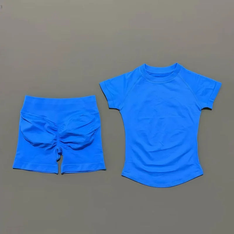 Ensemble fitness L’Élan Souple rose fleur sans couture pour femme
