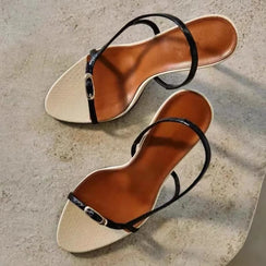 Sandales blanches à talon fin La Ligne Ivoire
