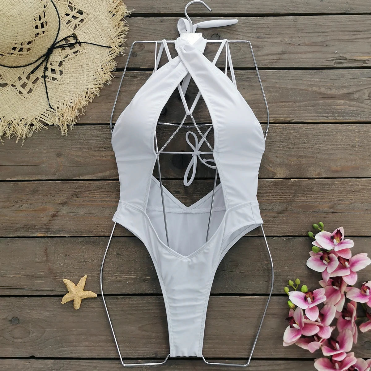 Maillot de bain trikini tanga sexy col croisé Deia - GUAPPAA