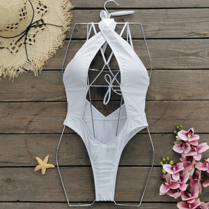 Maillot de bain trikini tanga sexy col croisé Deia - GUAPPAA