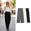 Pantalon droit taille haute La Ligne Droite pour femme, vue principale de la coupe longue