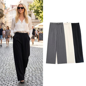 Pantalon droit taille haute La Ligne Droite pour femme, vue principale de la coupe longue