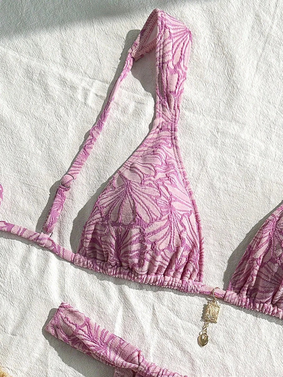 Bikini string coupe haute triangle brésilien - La Cadix Rose - Bikini - image 6