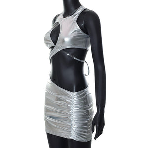 Micro robe métallique ou dorée asymétrique de soirée Clubwear Sopa - GUAPPAA
