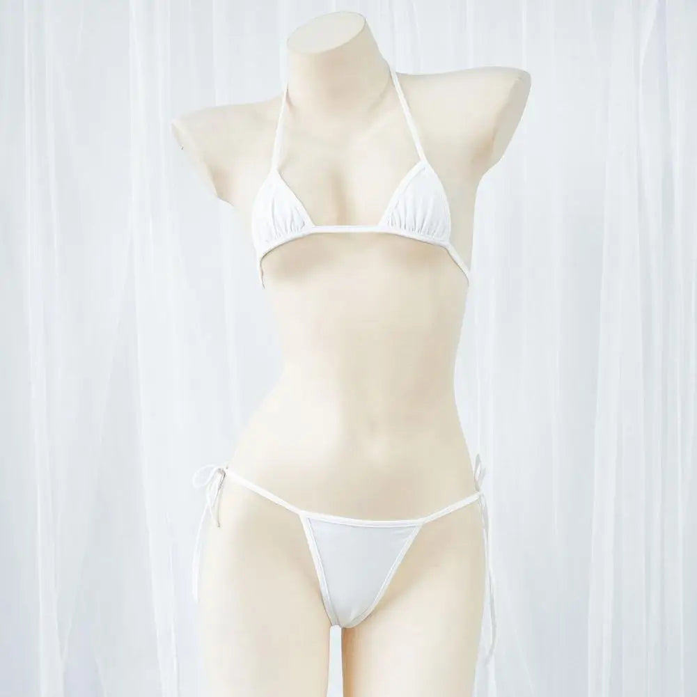 Micro bikini L’Épure Contraste blanc deux pièces avec détails à nouer