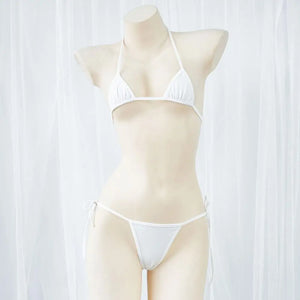 Micro bikini L’Épure Contraste blanc deux pièces avec détails à nouer