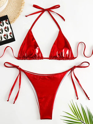 Bikini string ficelle tanga métallisé push-up triangle Playacar - GUAPPAA