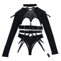 Ensemble lingerie gothique sexy quatre pièces seins nus Clair de lune - GUAPPAA