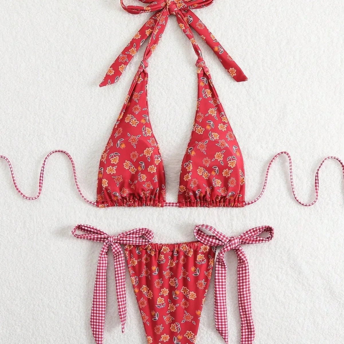 Imprimé floral rouge du bikini Tossa