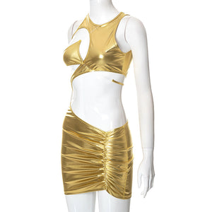 Micro robe métallique ou dorée asymétrique de soirée Clubwear Sopa - GUAPPAA