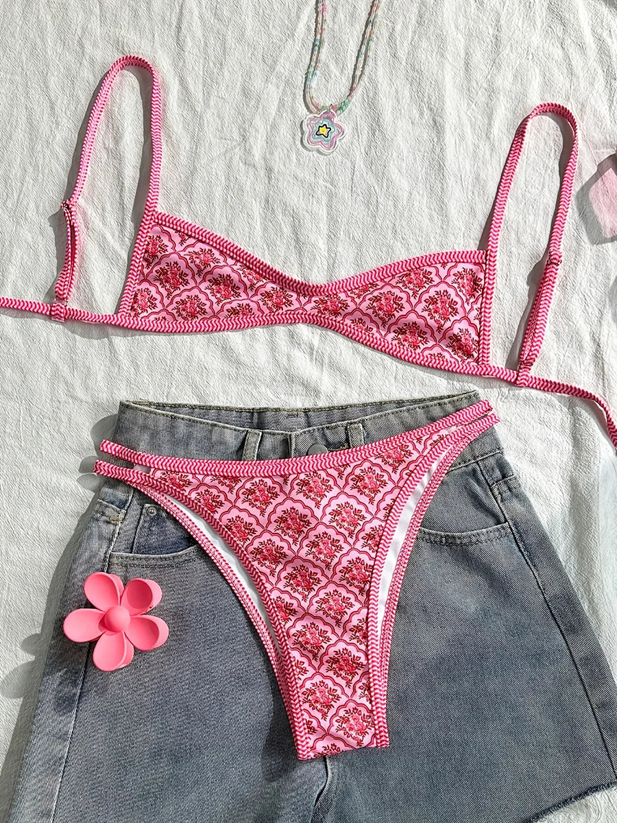 Bikini deux pièces floral coupe haute L'Ensoleillée