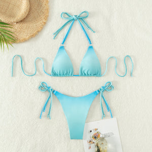 Maillot deux pièces string ficelle triangle push-up couleur dégradé St-Martin - GUAPPAA