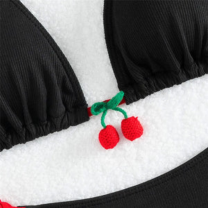Bikini string ficelle rouge tanga push-up noir ou blanc Cerise - GUAPPAA