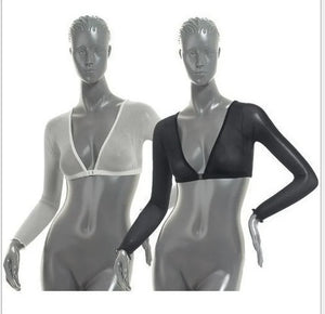 Crop-top transparent grand décolleté à manches longues - GUAPPAA