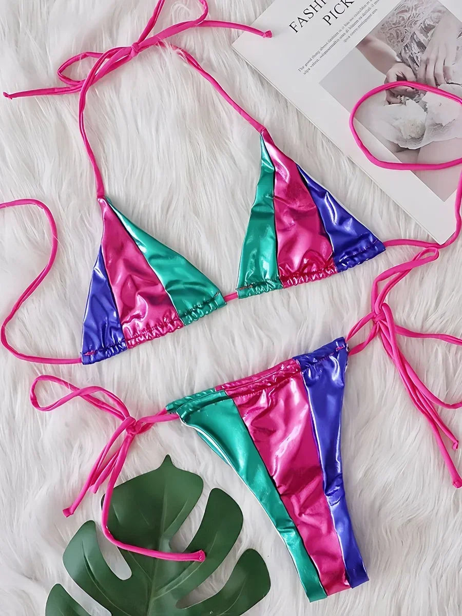 Bikini triangle imprimé léopard La Maille Secrète B793Blue - Bikini deux pièces - image 7