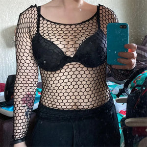 Crop-top résille sexy à manches longues Extasia - GUAPPAA