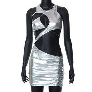 Micro robe métallique ou dorée asymétrique de soirée Clubwear Sopa - GUAPPAA