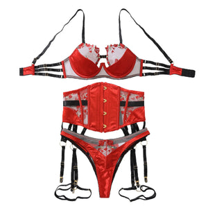 Ensemble lingerie La Fleur Ardente, vue principale du modèle floral brodé pour femme