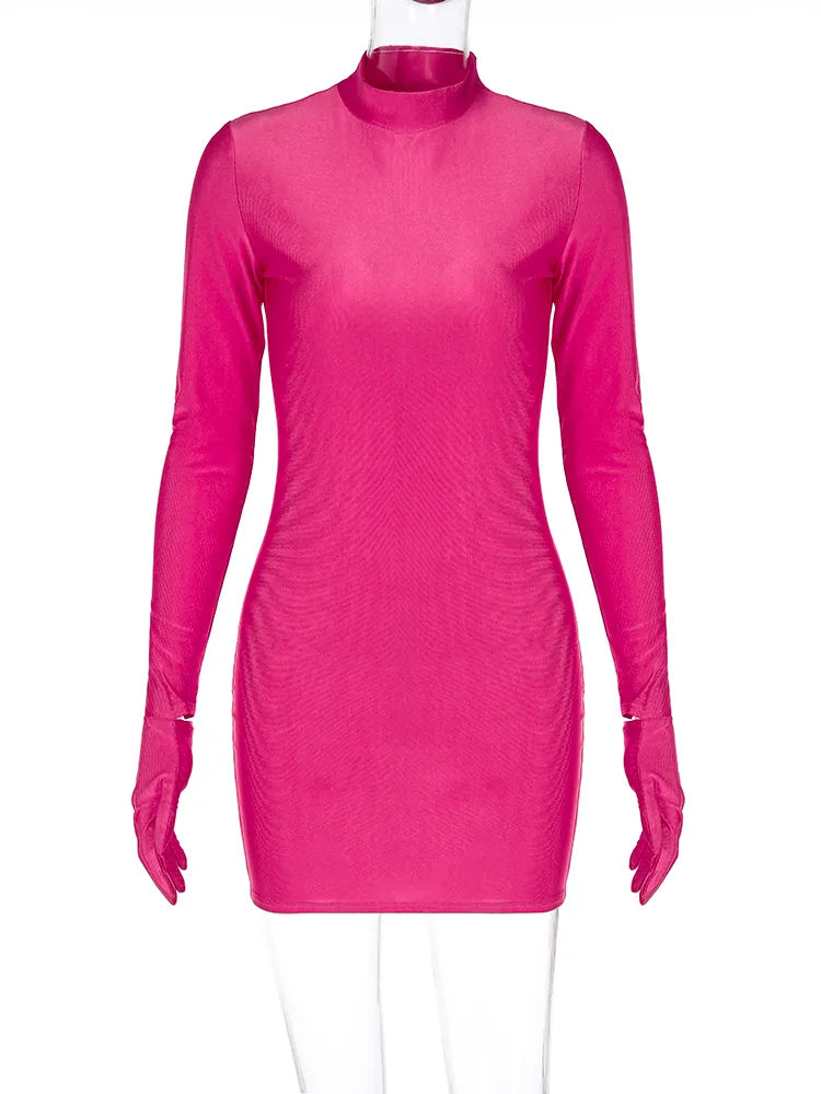 Petite robe noire sexy moulante avec gants intégrés Shatta Party - GUAPPAA